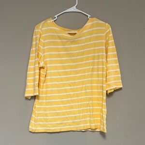 Christopher & Banks Yellow and White Striped Long Sleeve Top